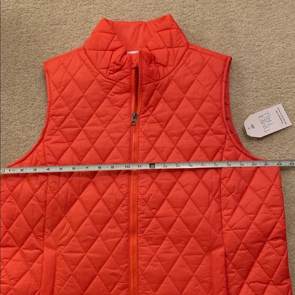 Time and Tru Women’s Orange Diamond Pattern Quilted Vest Size L (12-14) NWT - Picture 9 of 16